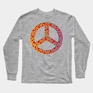 WW3 PRAYING FOR PEACE RED HEART YELLOW GREEN AND BLUE PEACE SYMBOL DESIGN Long Sleeve T-Shirt